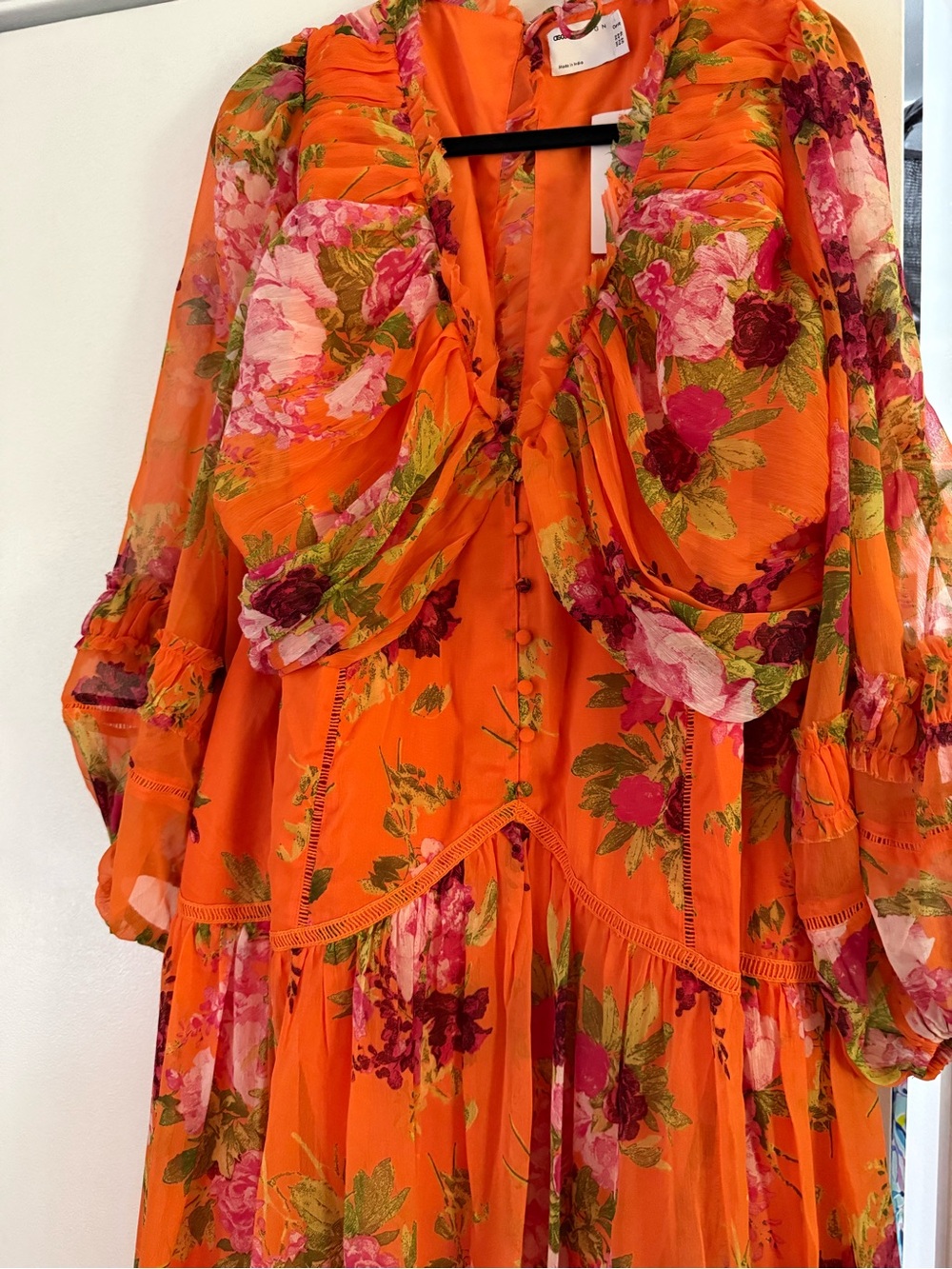 ASOS Orange Floral Print Occasion Maxi Dress - Picture 3 of 12